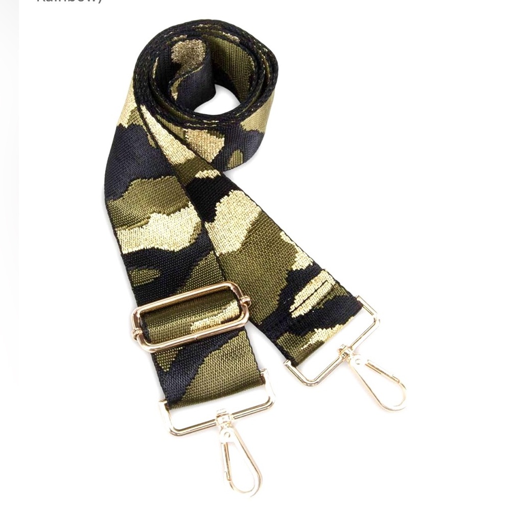 Camouflage Guitar Strap Adjustable Wide Replacement Strap Gold Hardware - Picture 2 of 8